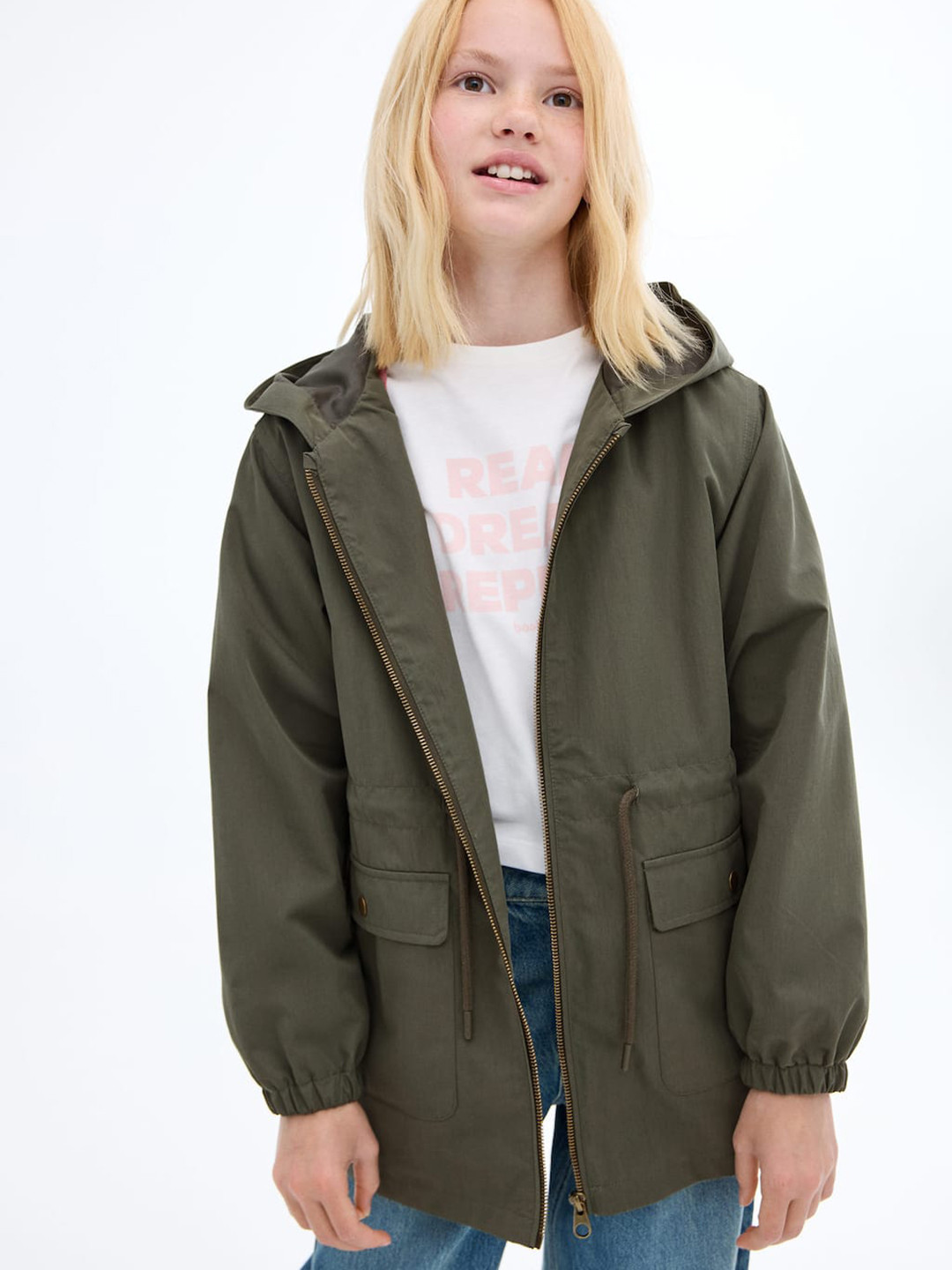 Mango Kids Girls Hooded Trench Jacket