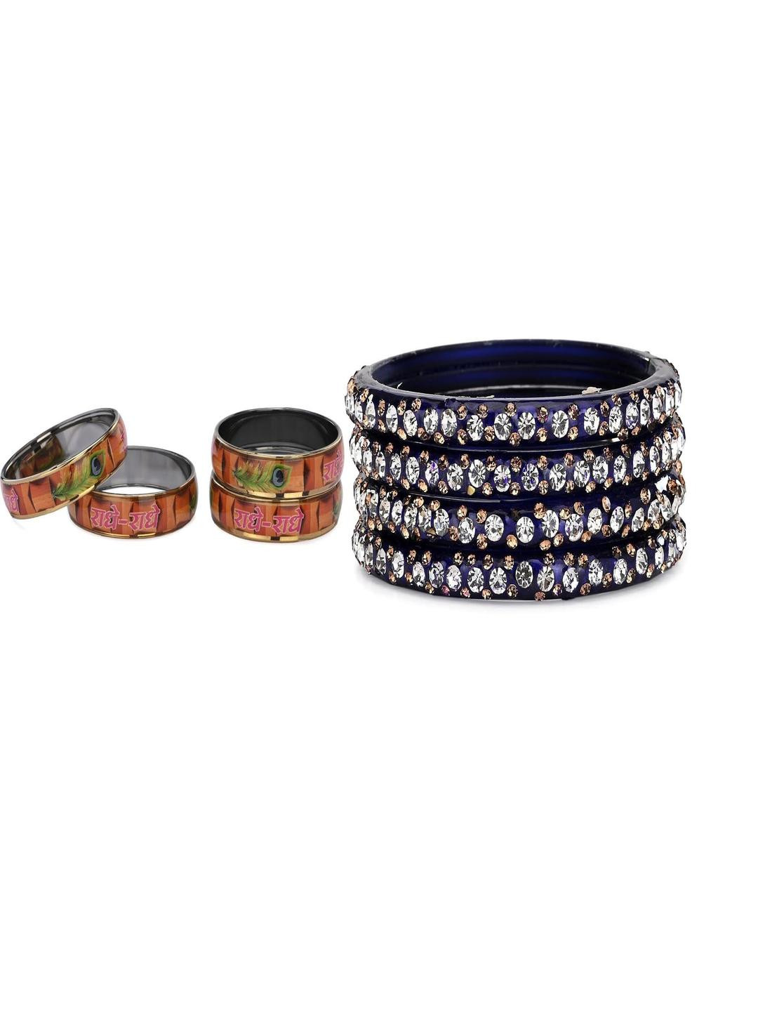 SOMIL Women Combo of 2 Blue & Multi Colored Ethnic Bangles Set