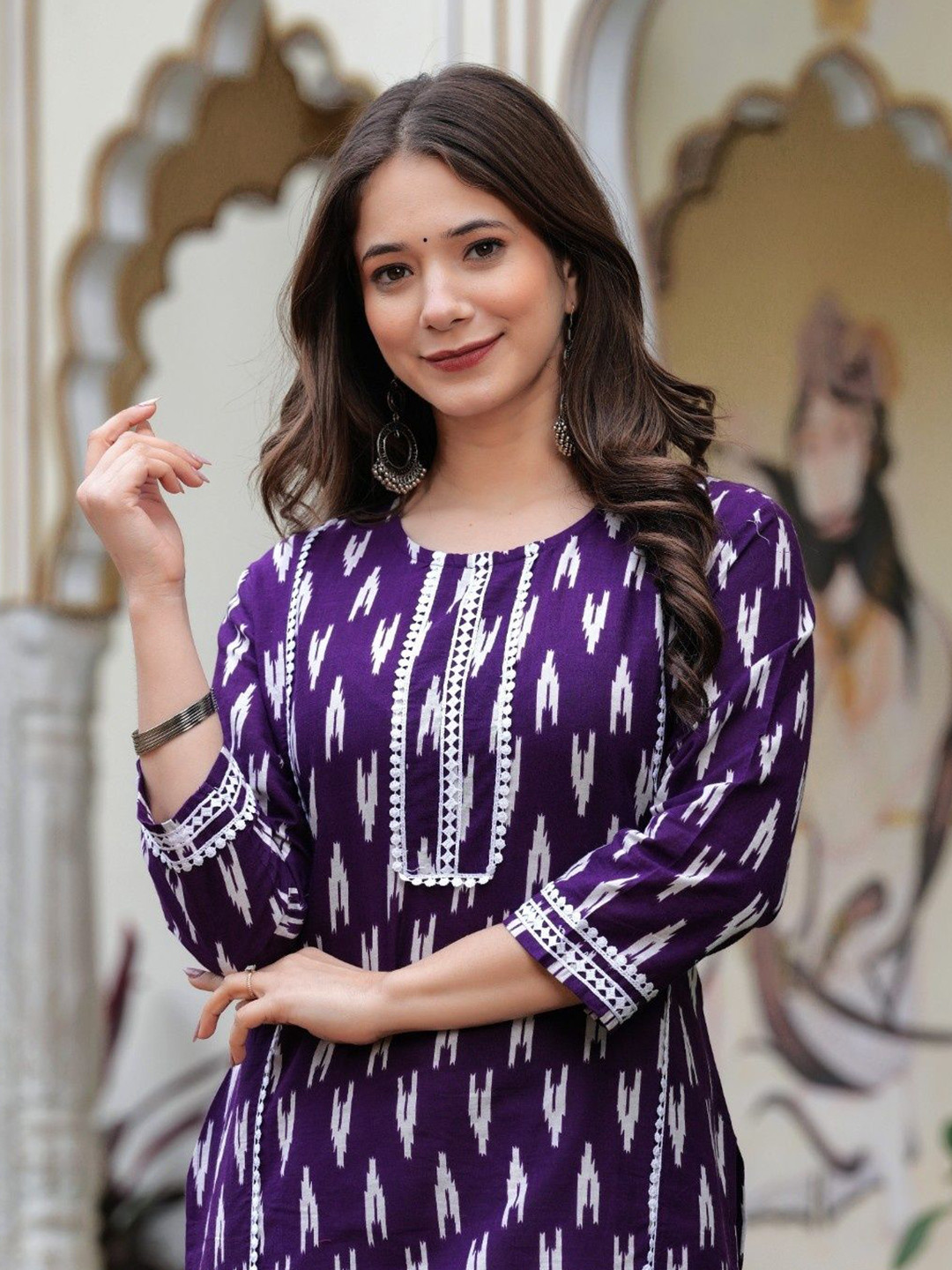 PRISCA Abstract Printed Cotton Straight Kurta