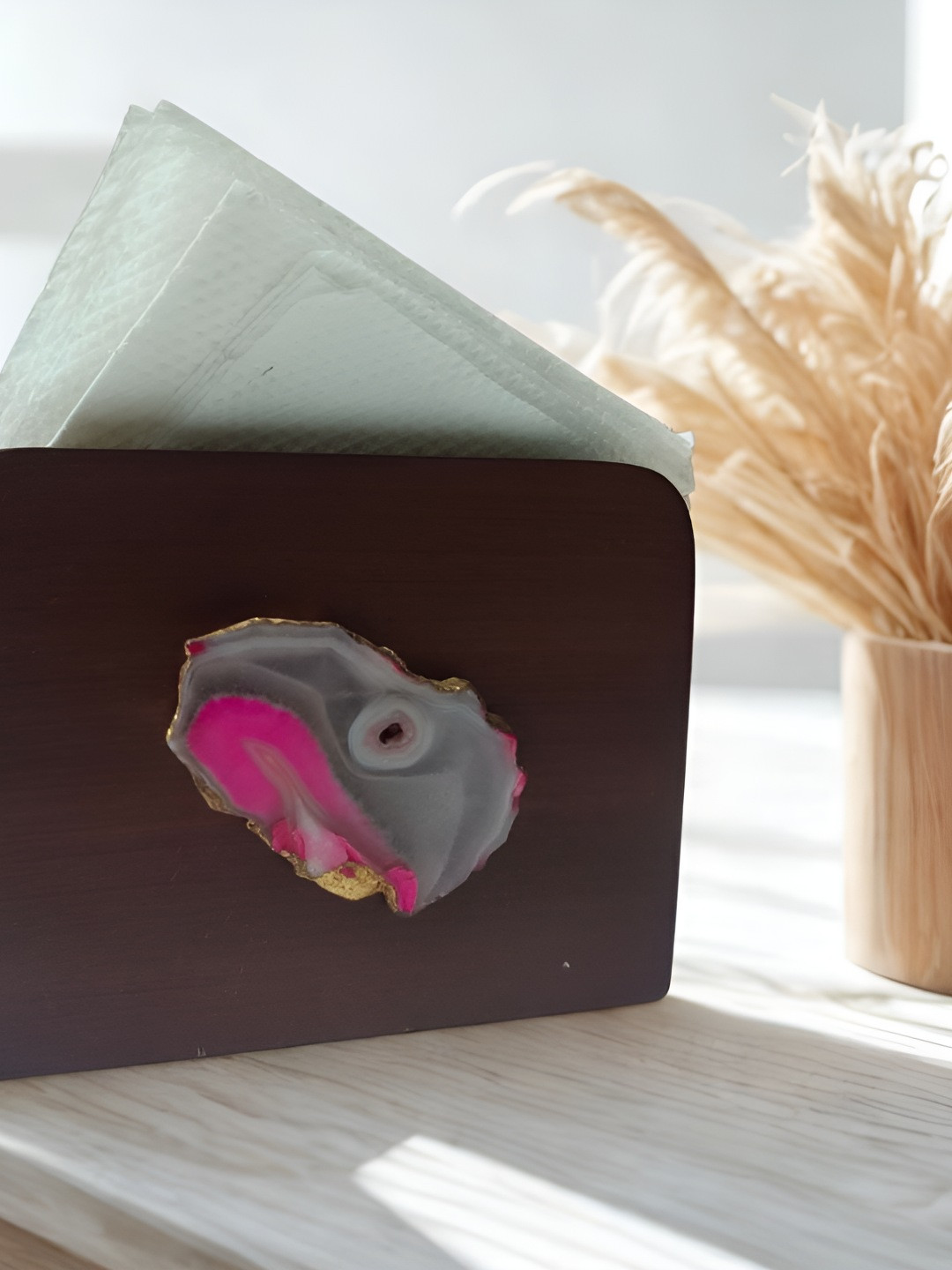 THE HOME CO. Black Wooden Rectangle Tissue Holder