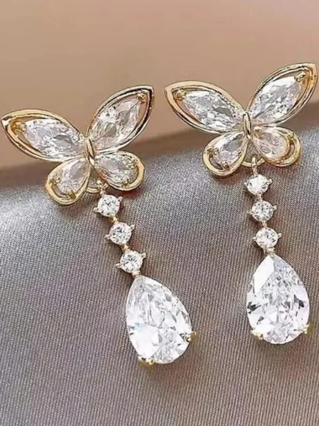 Khusha Creations Women Crystal Studded Contemporary Drop Earrings