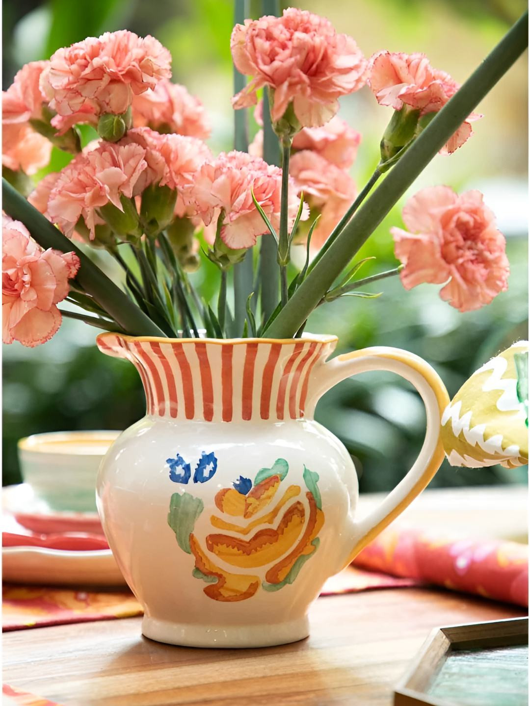 FREEDOM TREE White & Orange Dishwasher and Microwave Safe Ceramic Water Jugs