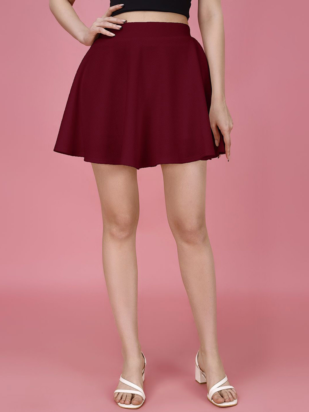 Trendmalls Women Flared Classic Mini Length Skirts with Attached Inner Shorts