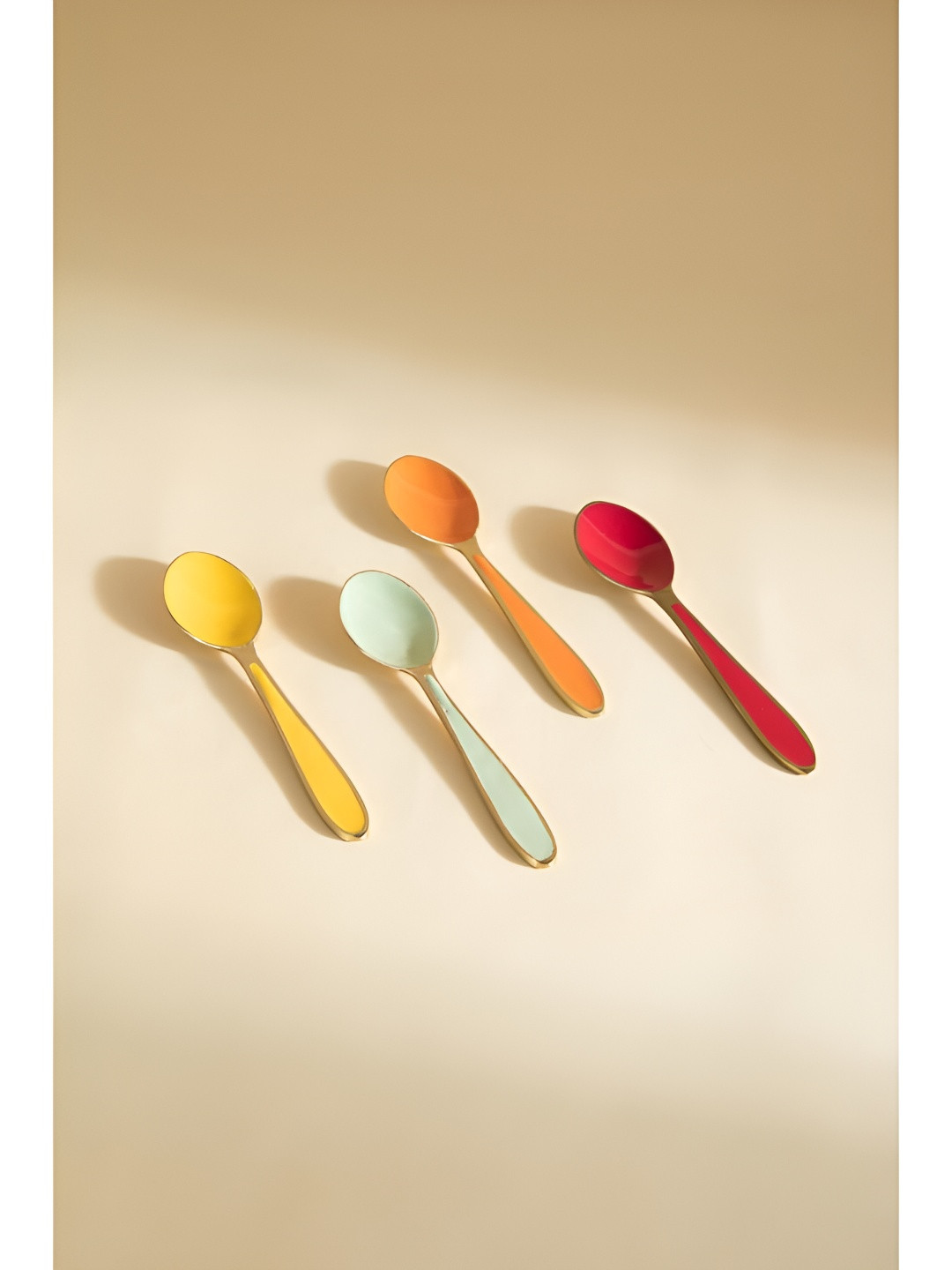 FREEDOM TREE Red & Yellow 4 Pieces Enamelled Coffee Spoons