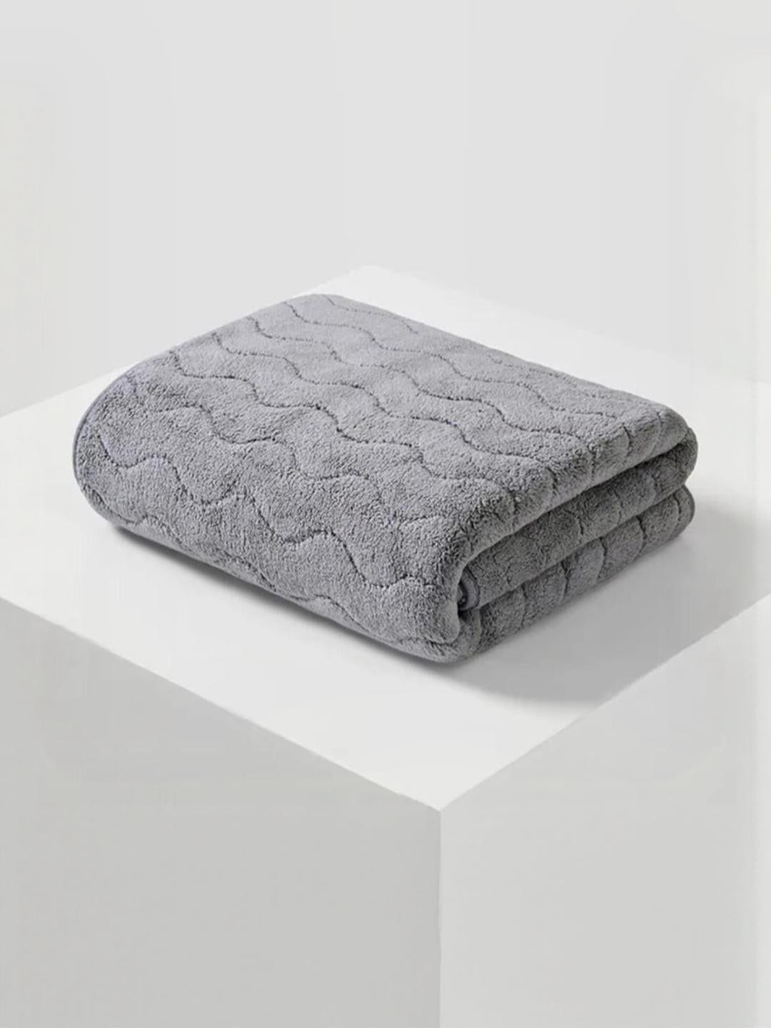 Reexplore 350 GSM Grey Striped Bath Towel