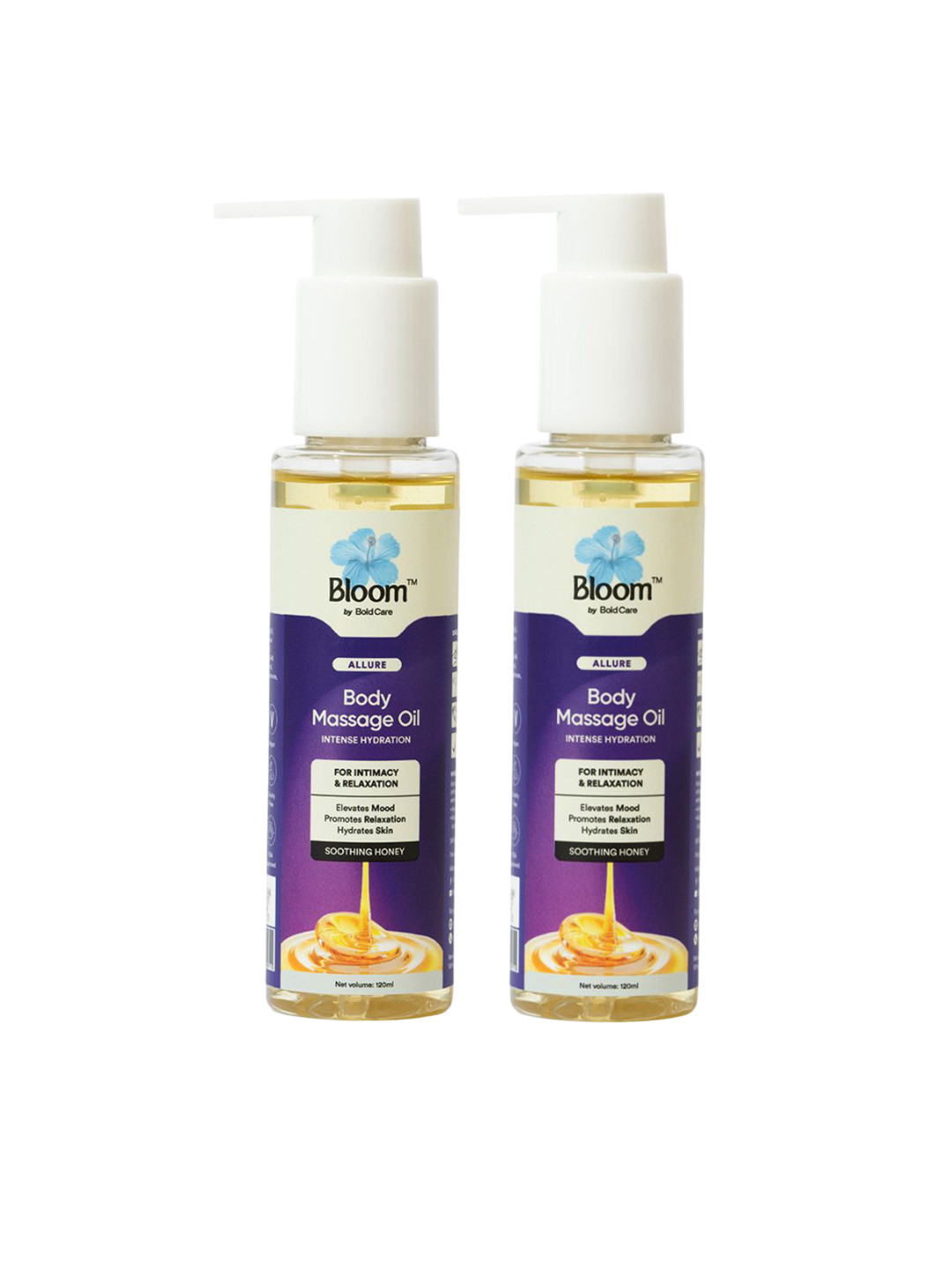 Bloom Pack of 2 Honey & Jojoba Oil Body Massage Oil - 120 ml Each
