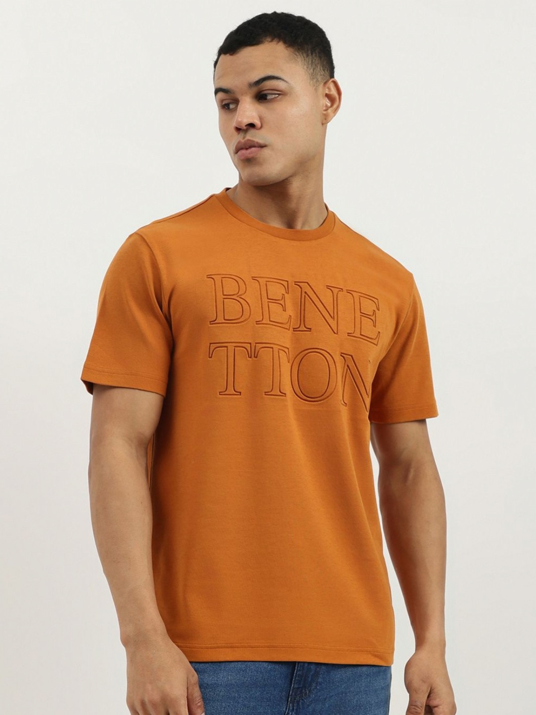 United Colors of Benetton Typography Printed Crew Neck Pure Cotton Relaxed Fit T-shirt