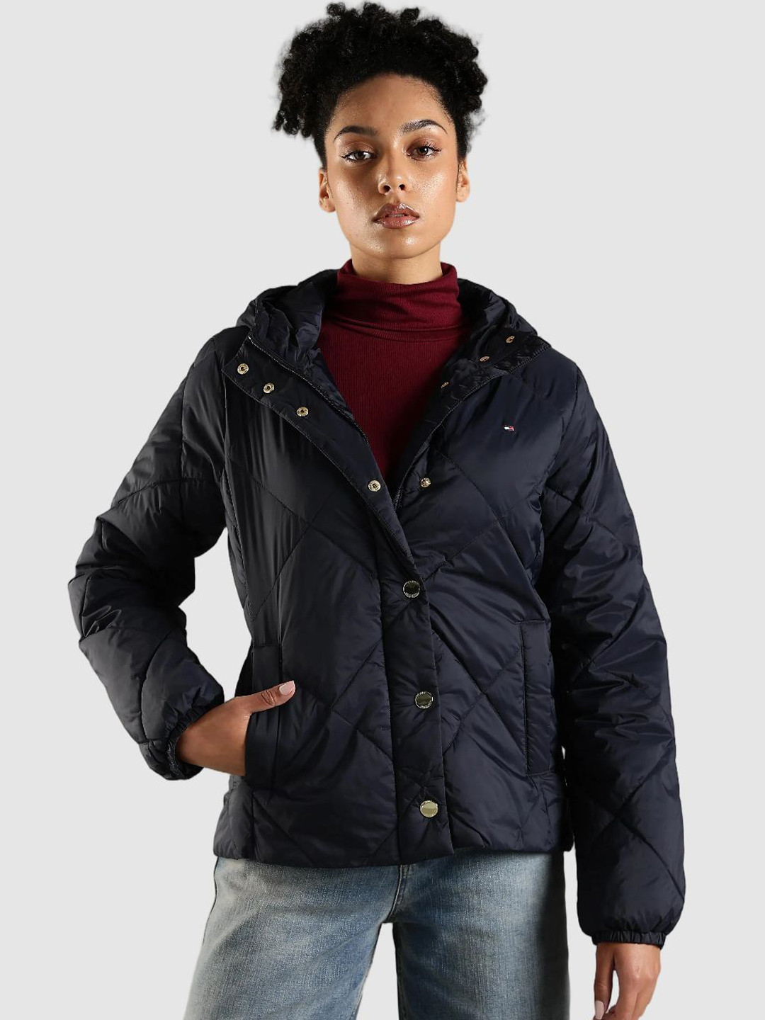Tommy Hilfiger Women Hooded Solid Padded Jacket