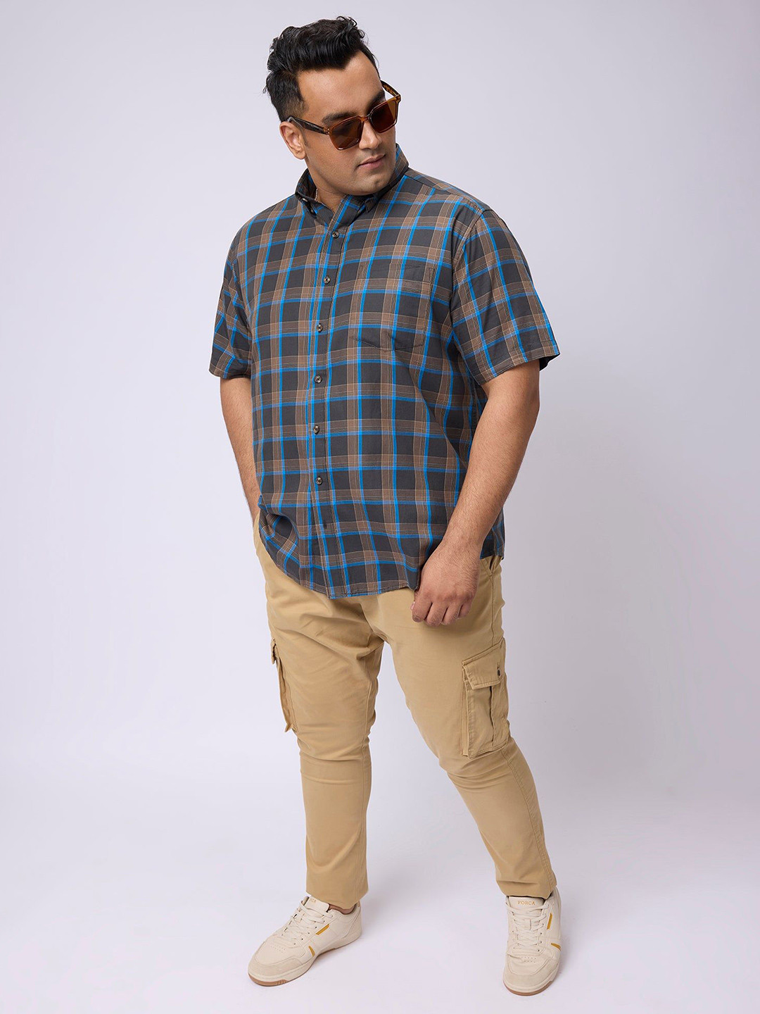 Big Hello - The Plus Life Men Original Fit Buffalo Checked Cotton Casual Shirt