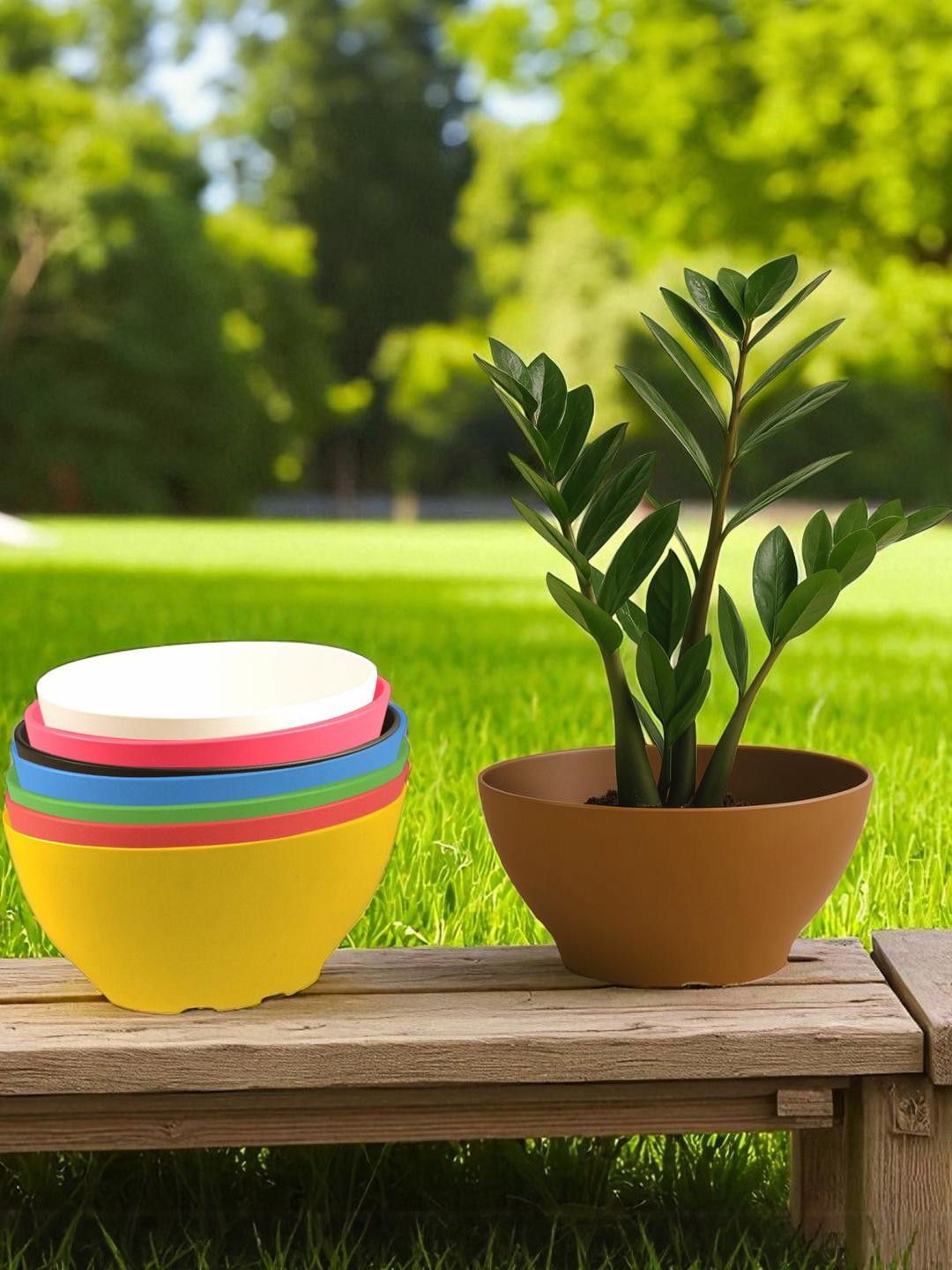 Go Hooked Set of 8 Oval Polymer Small Flower Plant Pot