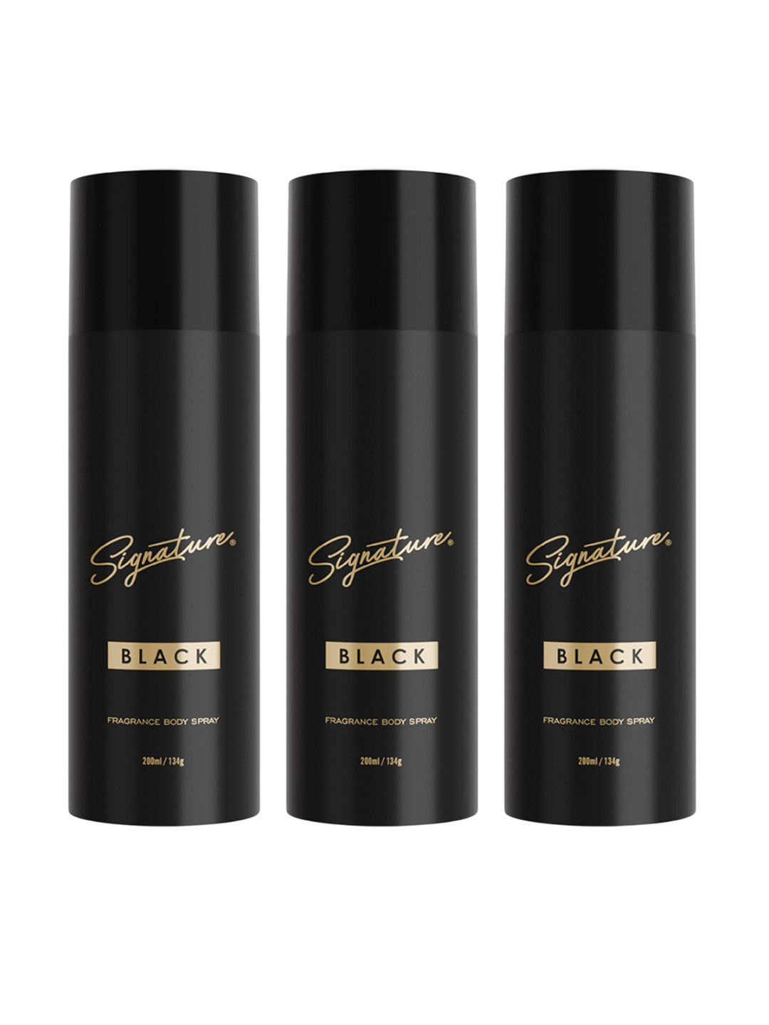 Signature Set Of 3 Men Black Long Lasting Deodorant Body Spray - 200 ml Each