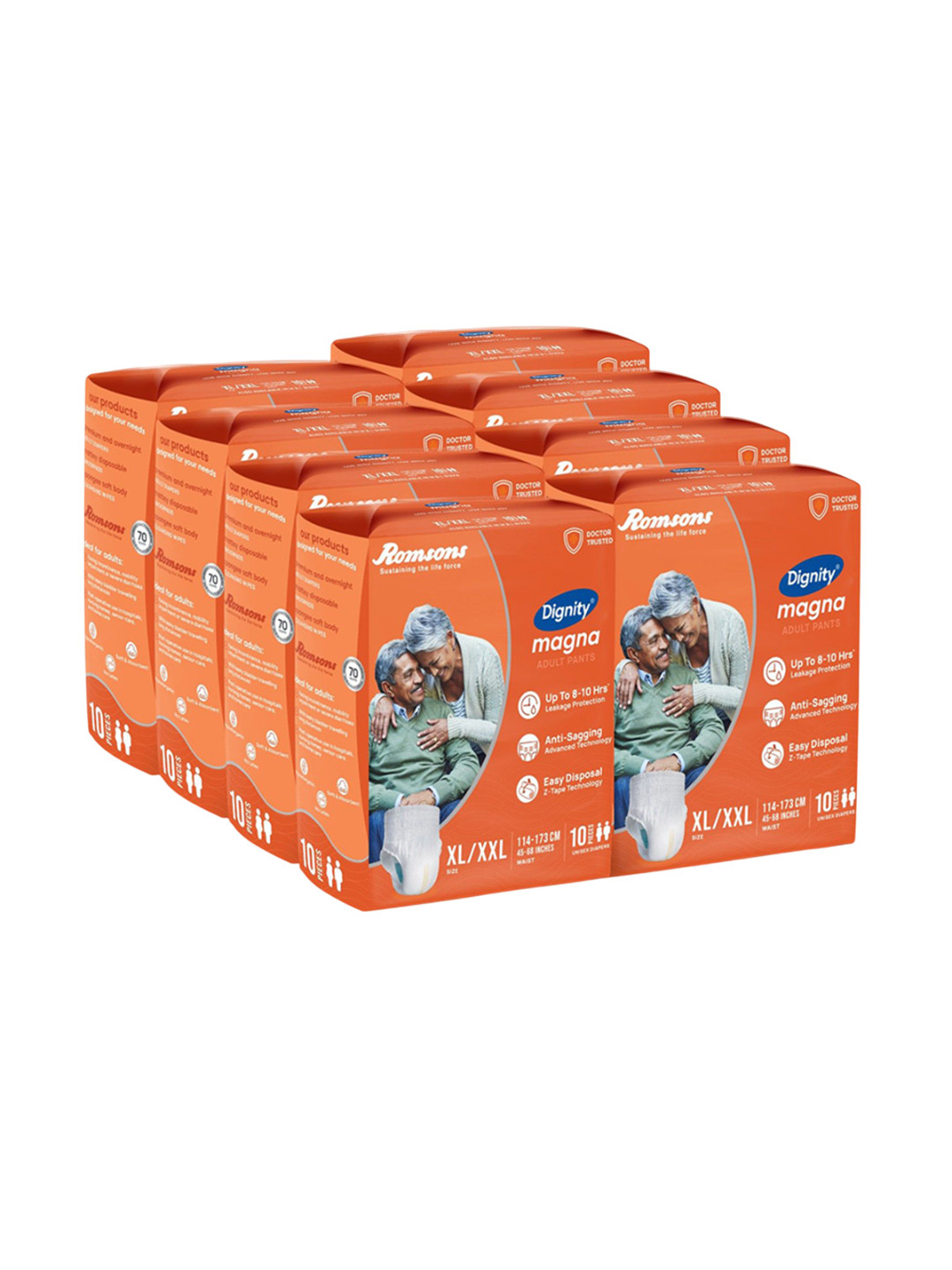 Dignity Set Of 8 Magna Pant Style Adult Diapers -XL/XXL - 80-Pcs
