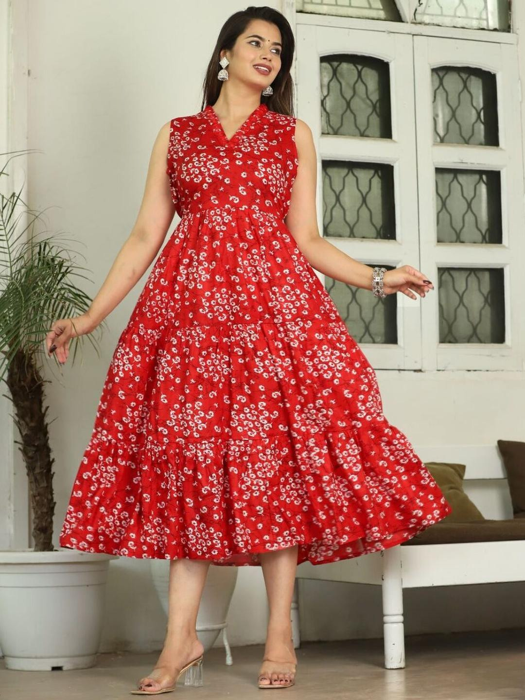 RD FAB Women Red Viscose Rayon Dresses