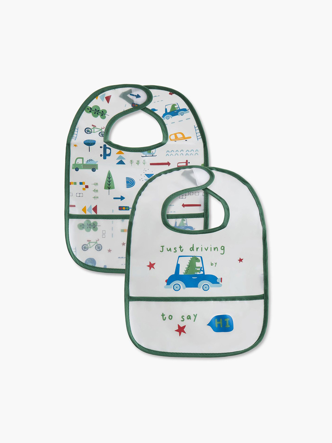 Juniors by Babyshop Infants Boy Pack Of 2 Printed Peva Bibs