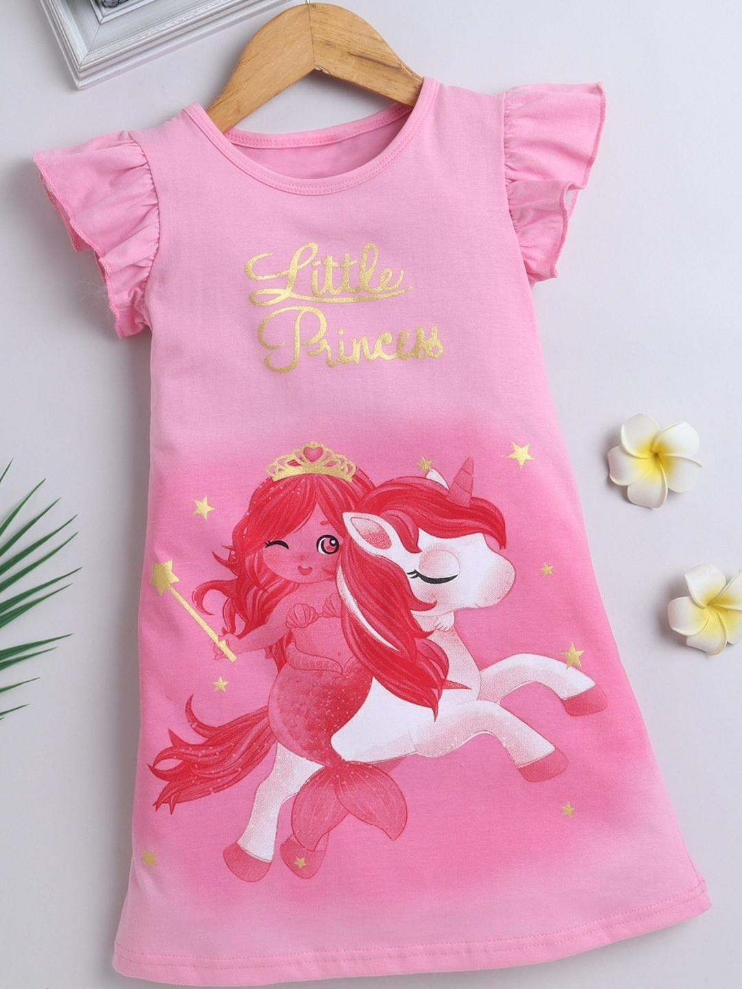 BRIGHT STARS KIDSWEAR Girls Graphic Printed Cotton Sheath Dress