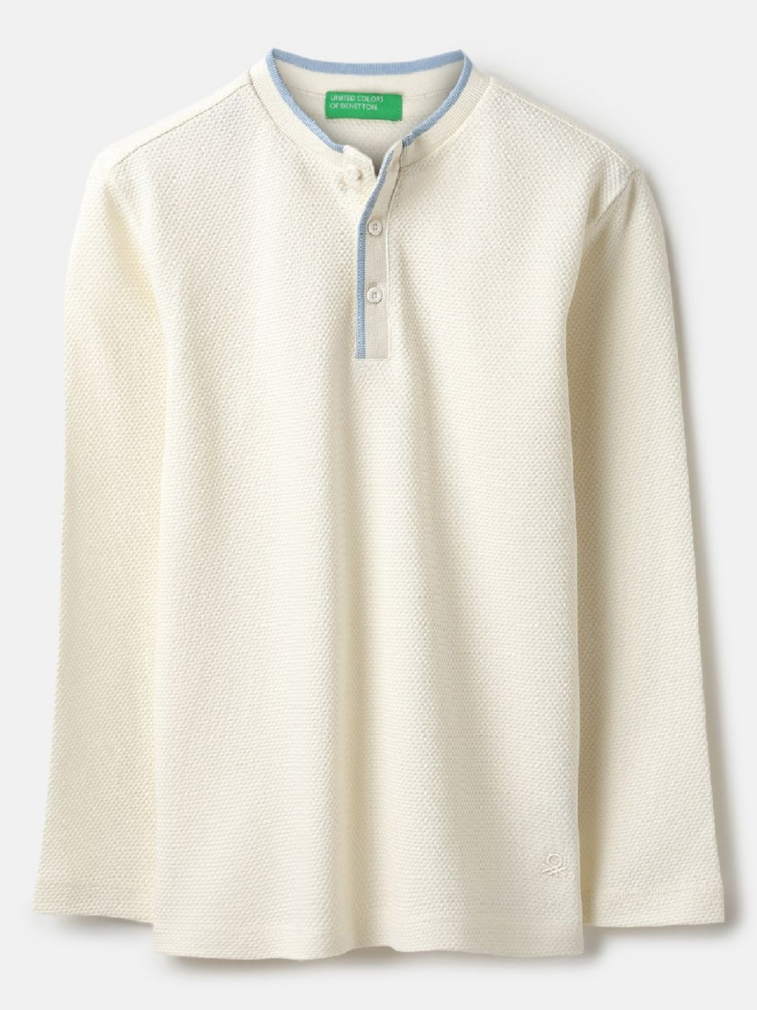 United Colors of Benetton Boys Henley Neck Pure Cotton Waffle Knit T-shirt