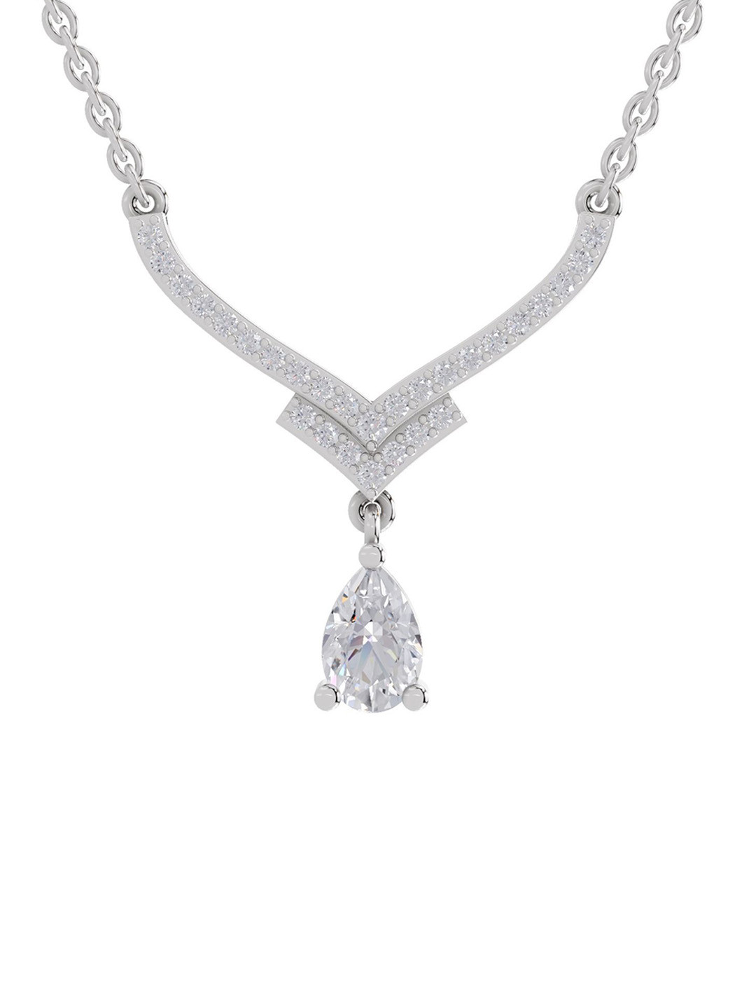 Sparkles 14K White Gold Lab Grown Diamond 0.99 Carat Pear & Round Shape Diamond Necklace