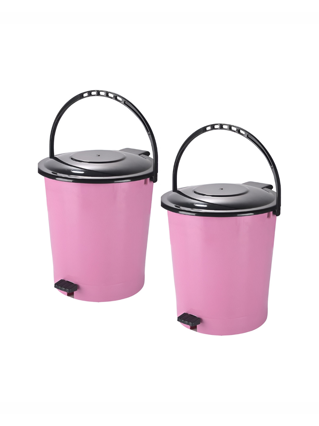 Aura 2 Pieces Pink & Black Pedal Bins With Handle 7L Each
