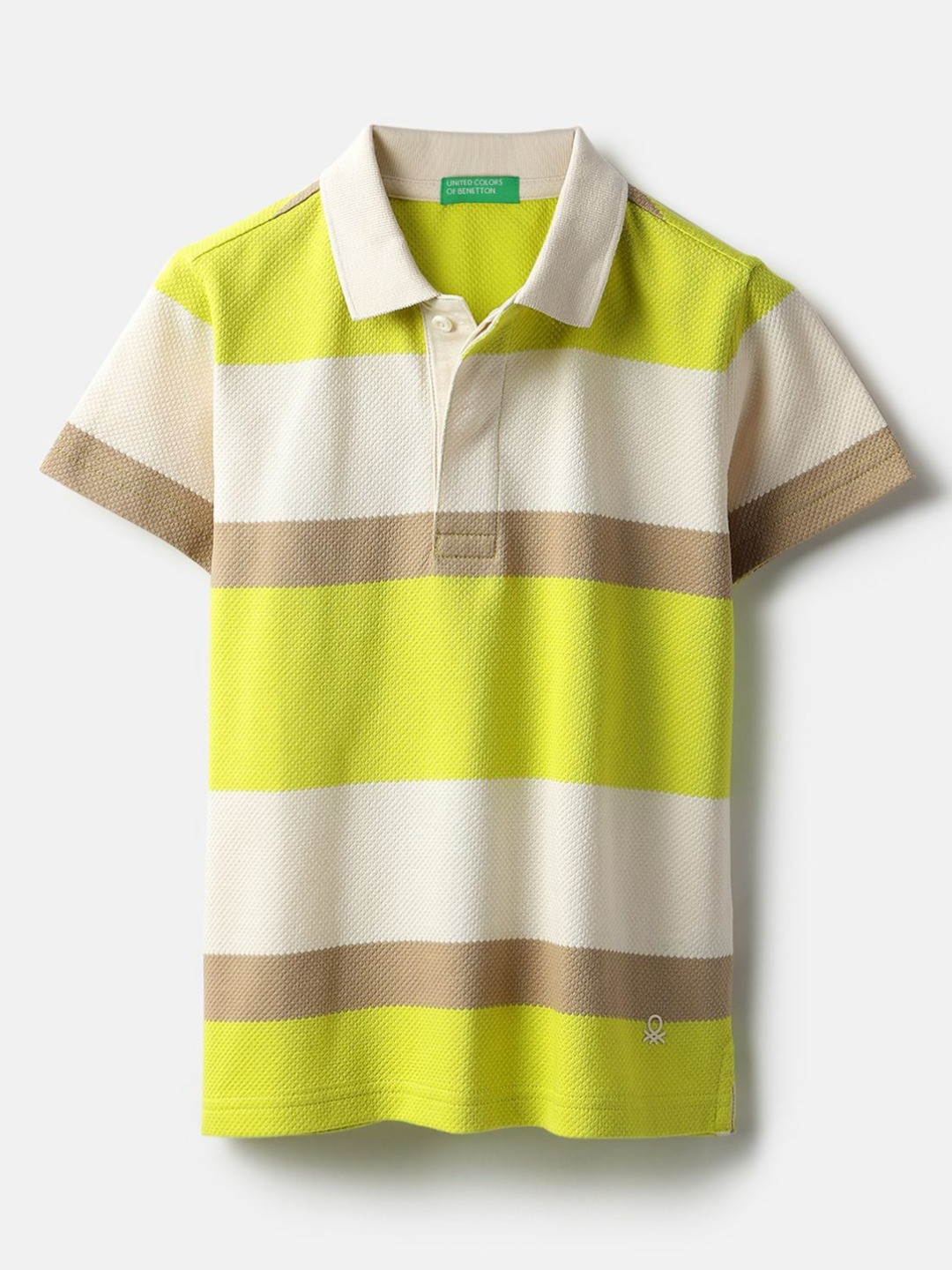 United Colors of Benetton Boys Colourblocked Polo Collar Pure Cotton Regular Fit T-shirt
