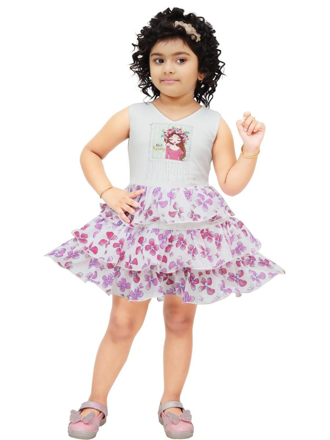 Pari Fashion Girls Pink Synthetic Dresses