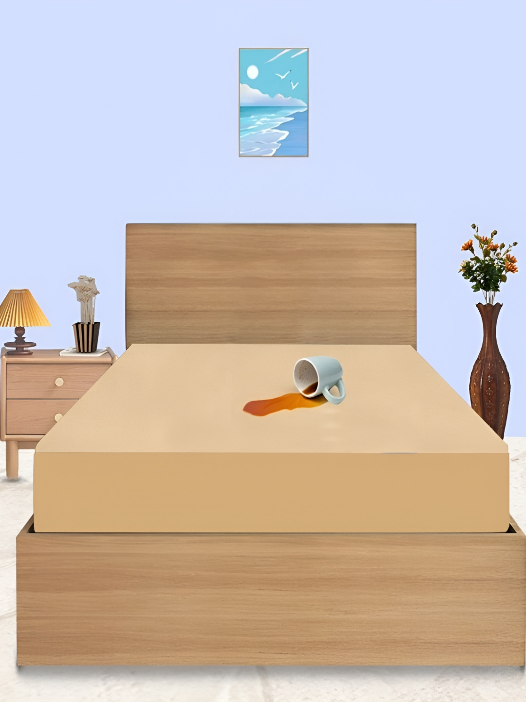 rakhi home decor Beige Terry Queen Sizes Water Resistant Mattress Protector