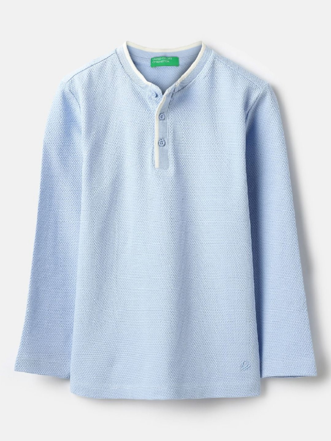 United Colors of Benetton Boys Henley Neck Pure Cotton Waffle Knit T-shirt