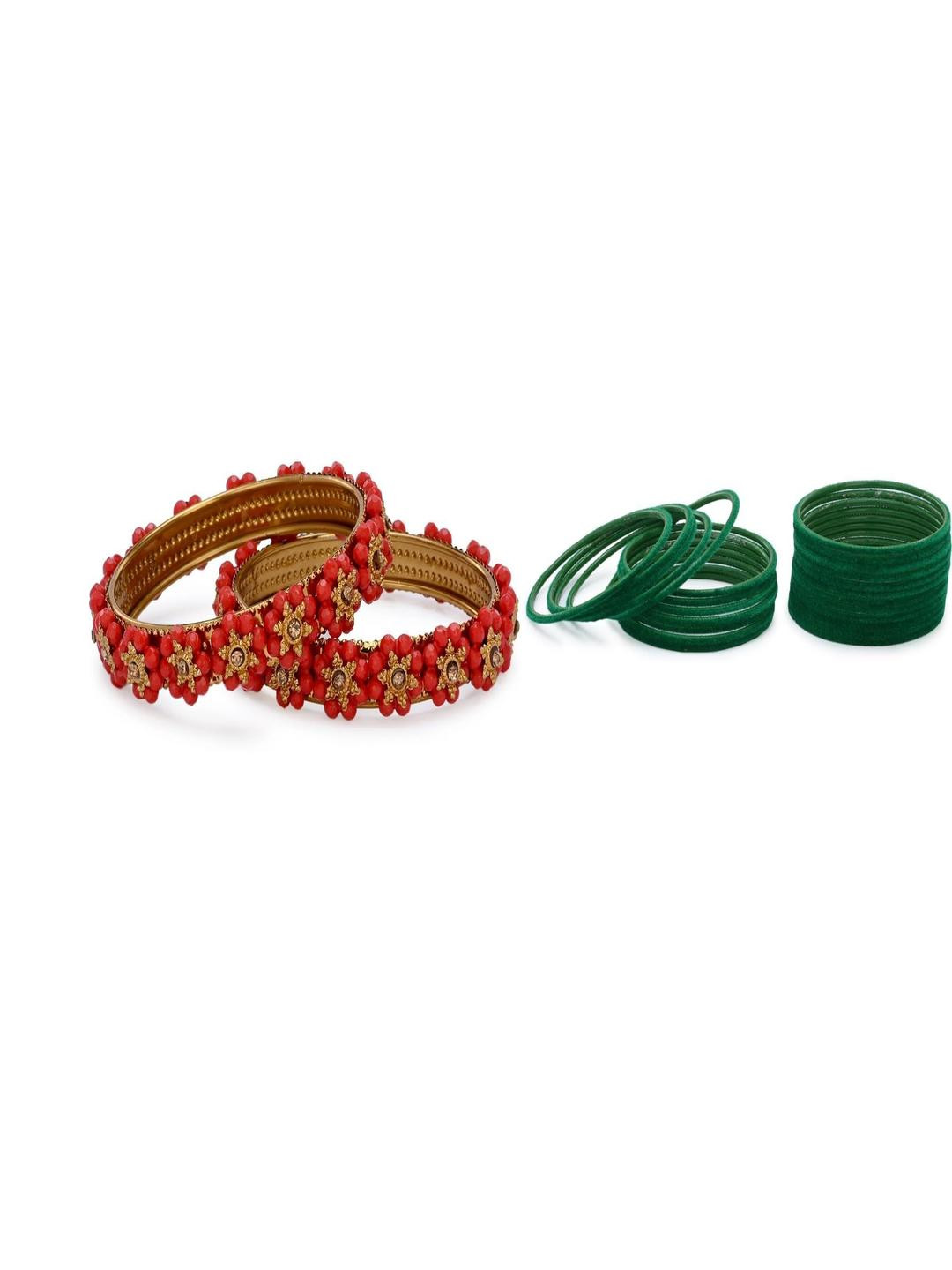 SOMIL Set Of 26 Red Alloy Bangles