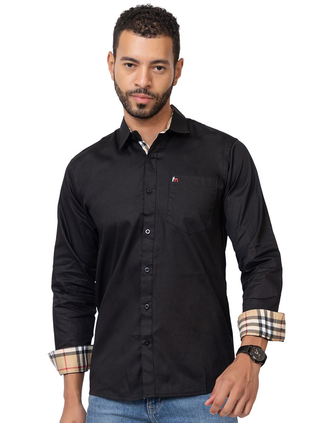 MODERNITY Spared Collar Comfort Slim Fit Cotton Shirt