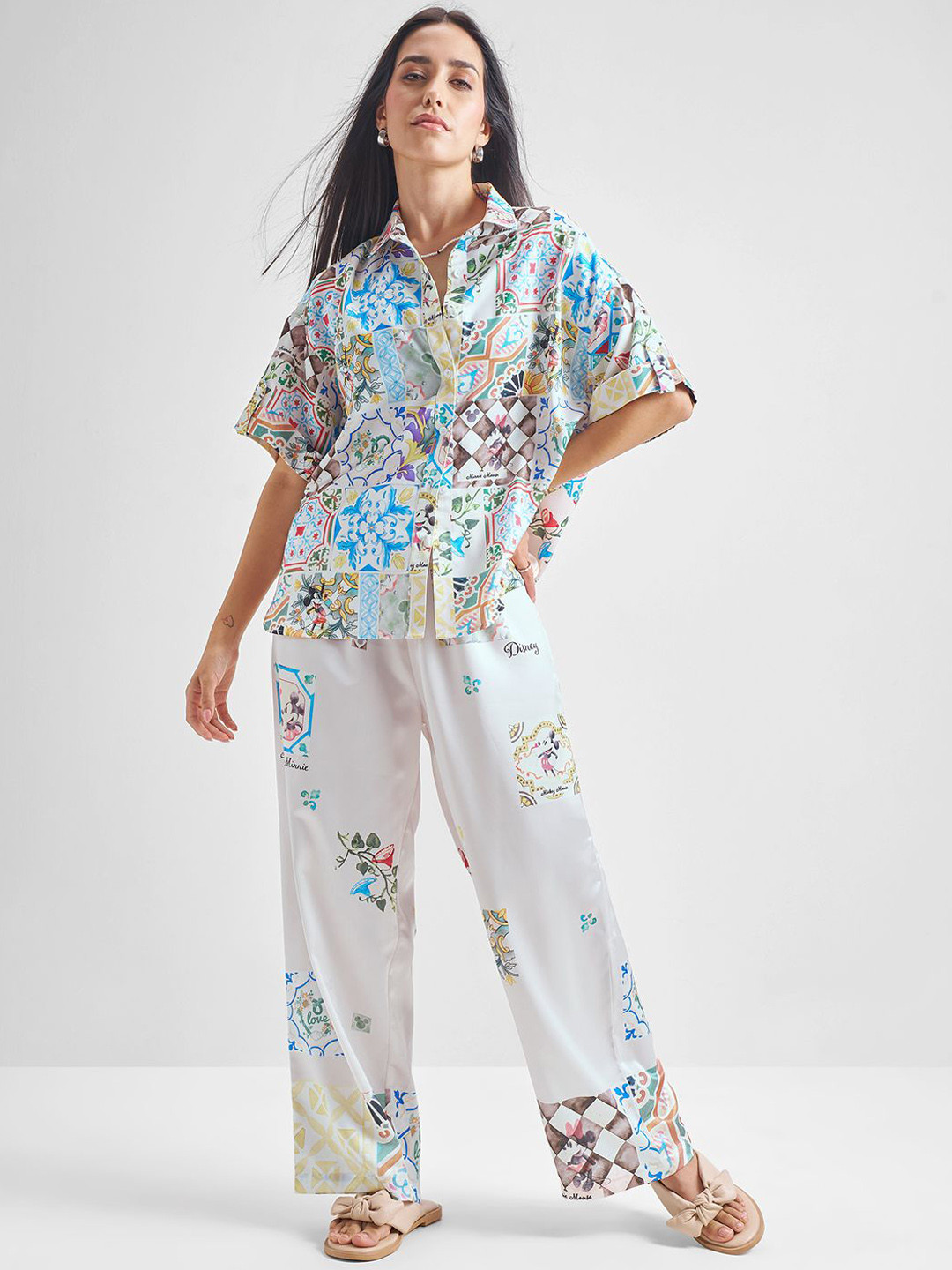 Tokyo Talkies Disney Mickey And Friends Printed Shirt With Trousers