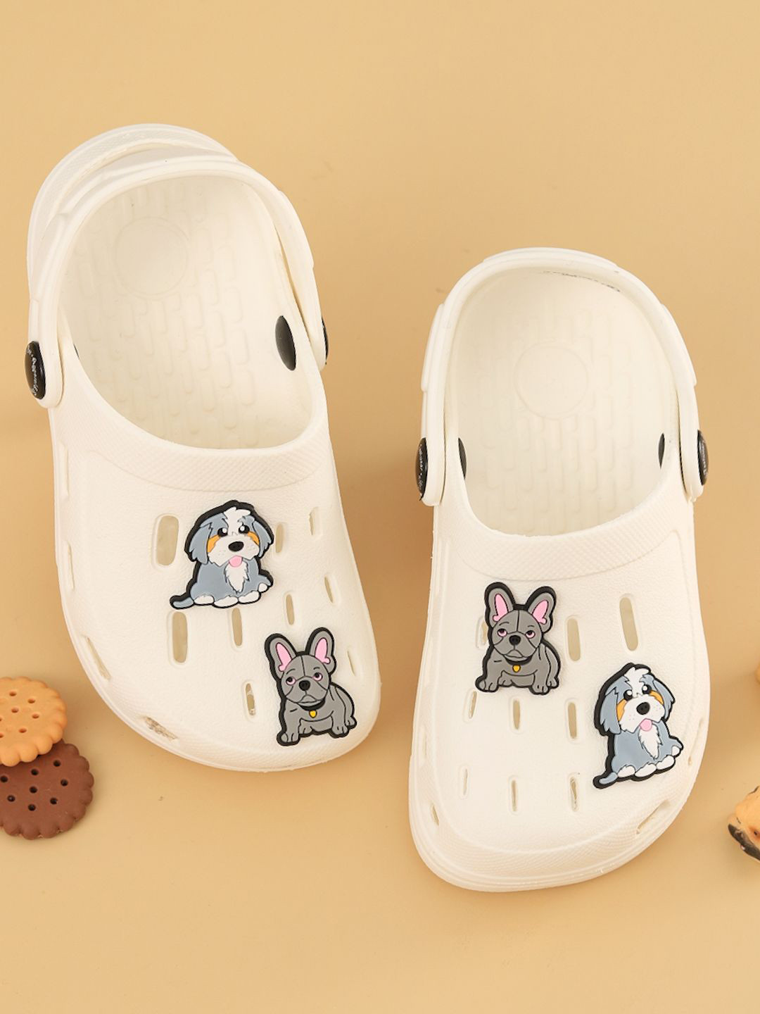 Yellow Bee Boys Clogs with Playful Puppy Charms