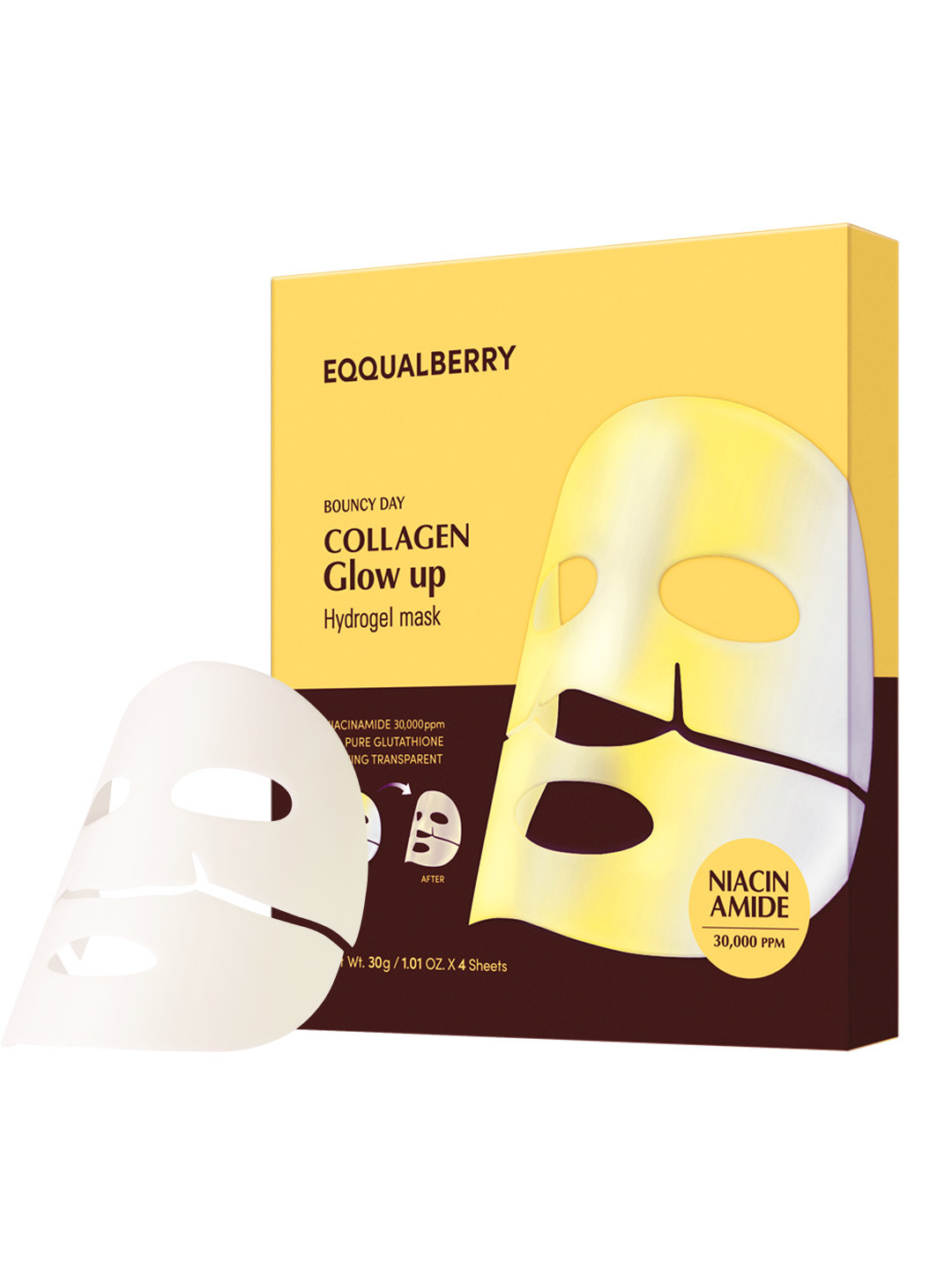 Eqqualberry 4Pcs Collagen Glow Up Hydrogel Mask - 30g each