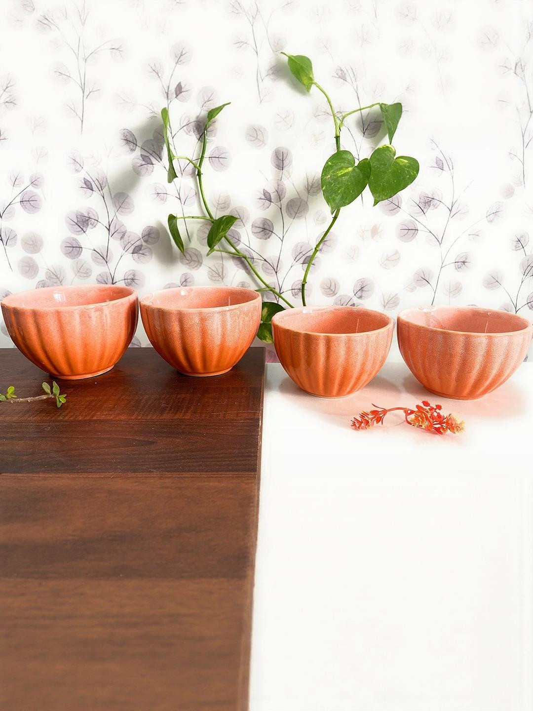 Altaica 4 Pieces Orange Ceramic Bowl