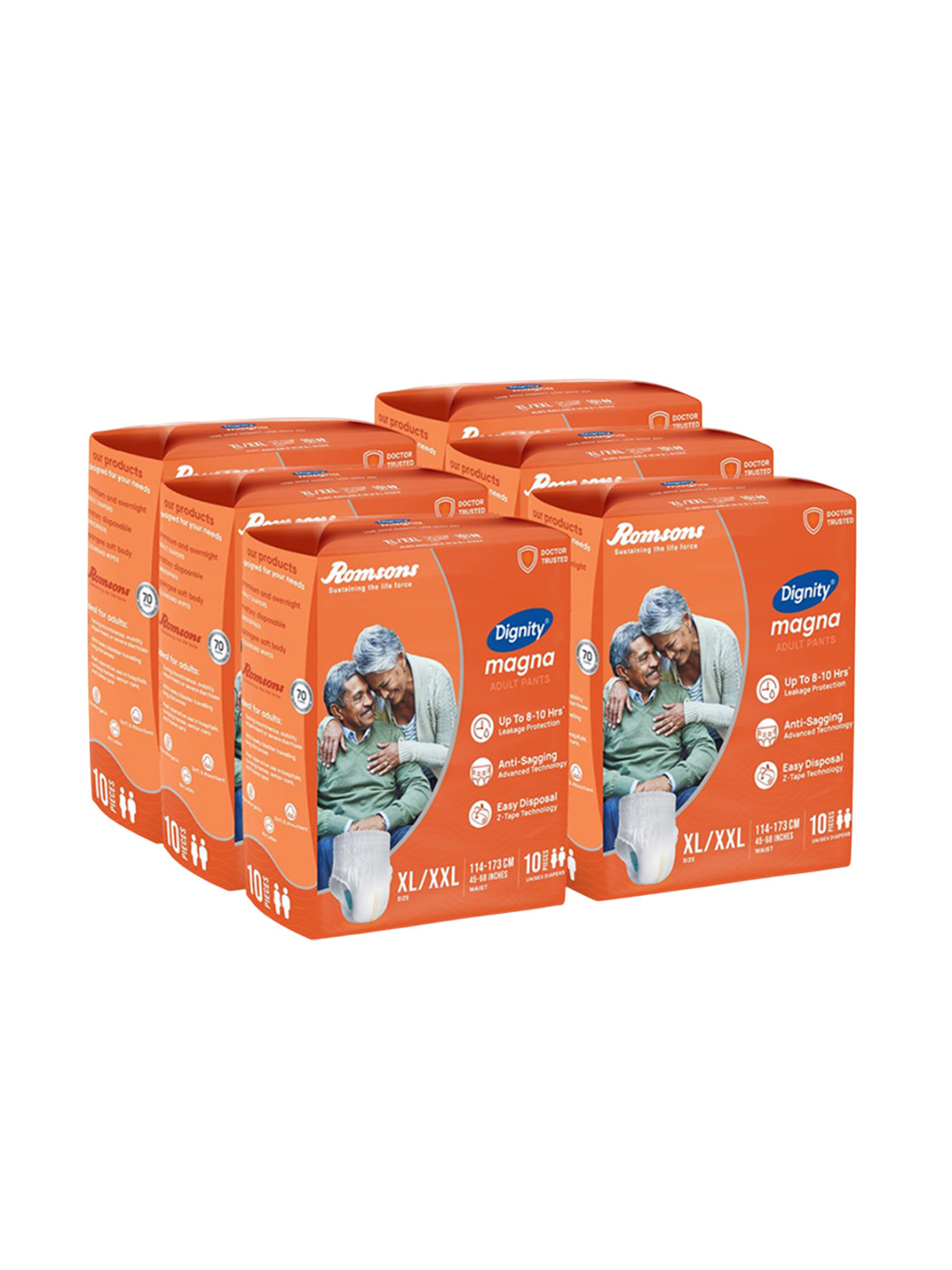 Dignity Set Of 6 Magna Pant Style Adult Diapers -XL/XXL - 60-Pcs