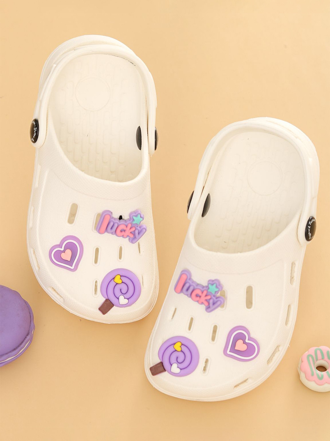 Yellow Bee Girls Clogs with Candy & Heart Charms