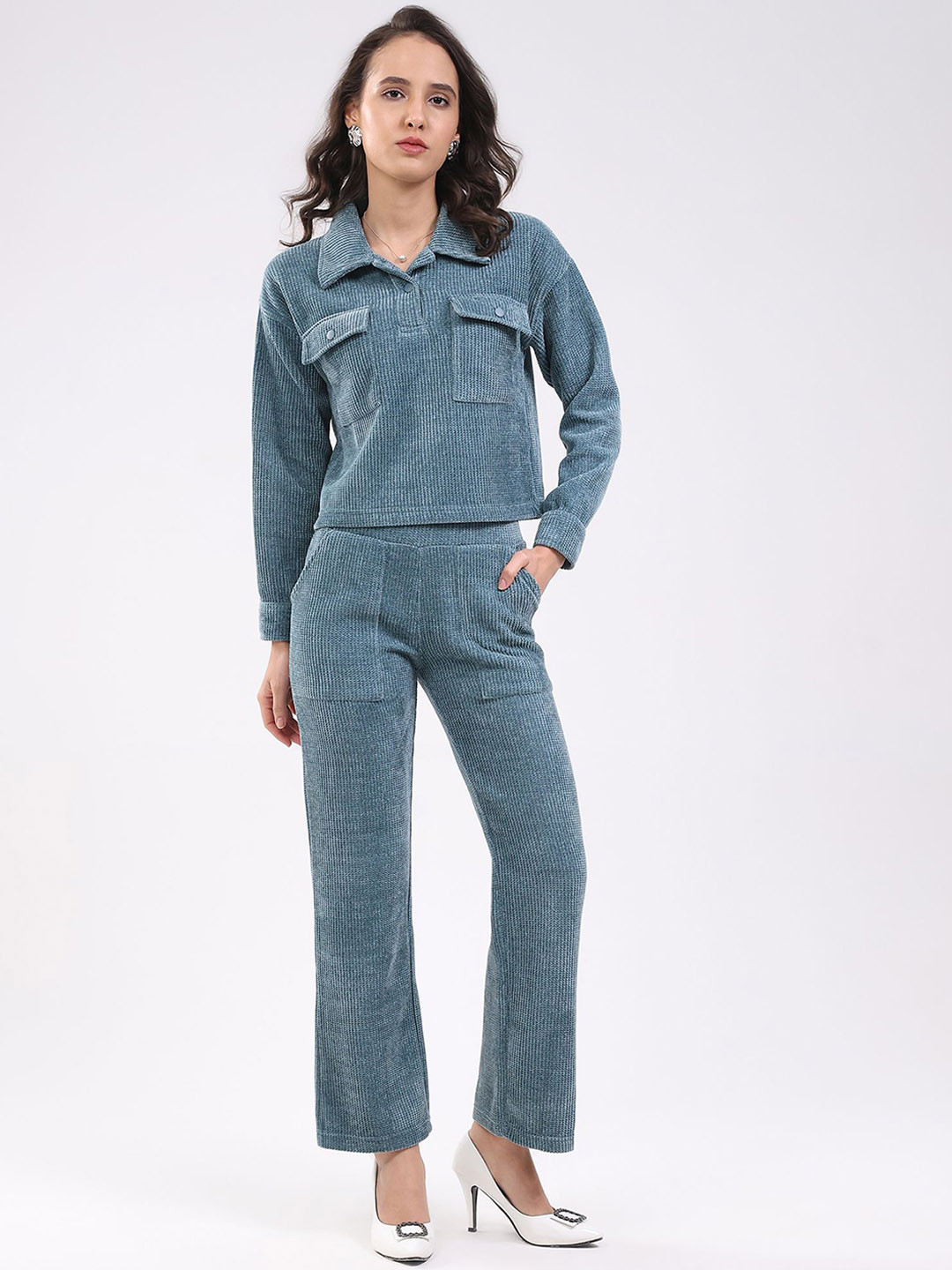 Global Republic Shirt Collar Sweatshirt With Trouser Co-Ords