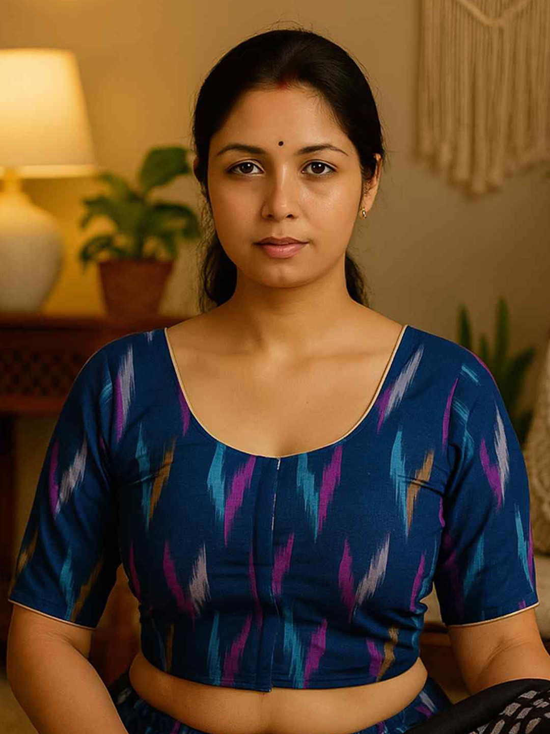 RIYA SHREE Printed Readymade Cotton Saree Blouse