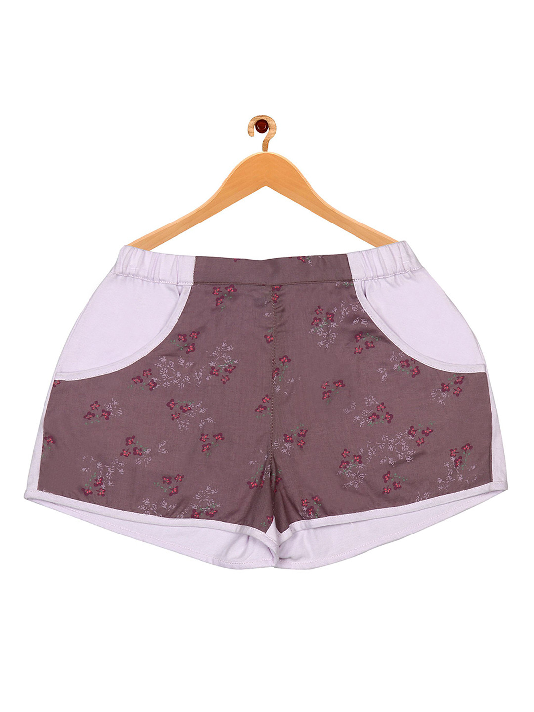ShopperTree Girls Floral Print Relaxed Fit Colourblocked Cotton Hot Pants Shorts