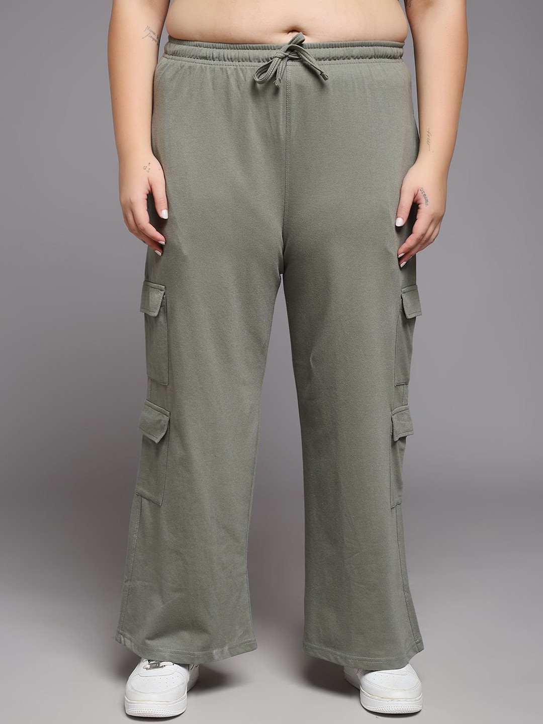 MKH Women Mid-Rise Plus Size Cargo Pant