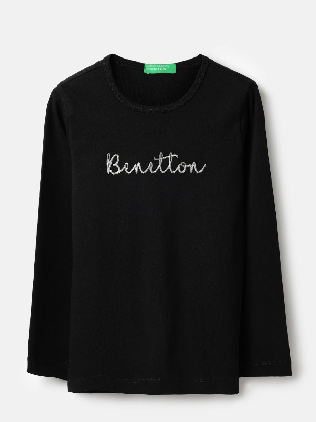 United Colors of Benetton Girls Solid Round Neck Pure Cotton T-shirt