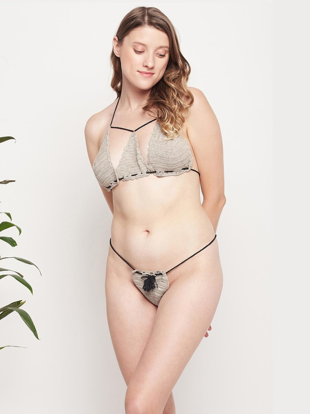 SweetFlirt Women's  Hand made  Crochet Knit Bikini Set