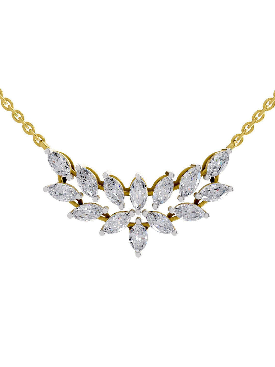 Sparkles 14K Yellow Gold Lab Grown Diamond 1.82 Carat Marquise Shape Diamond Necklace