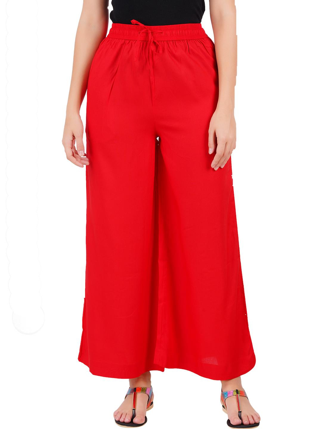 Happy Bunny Women Wide Leg Red Palazzos
