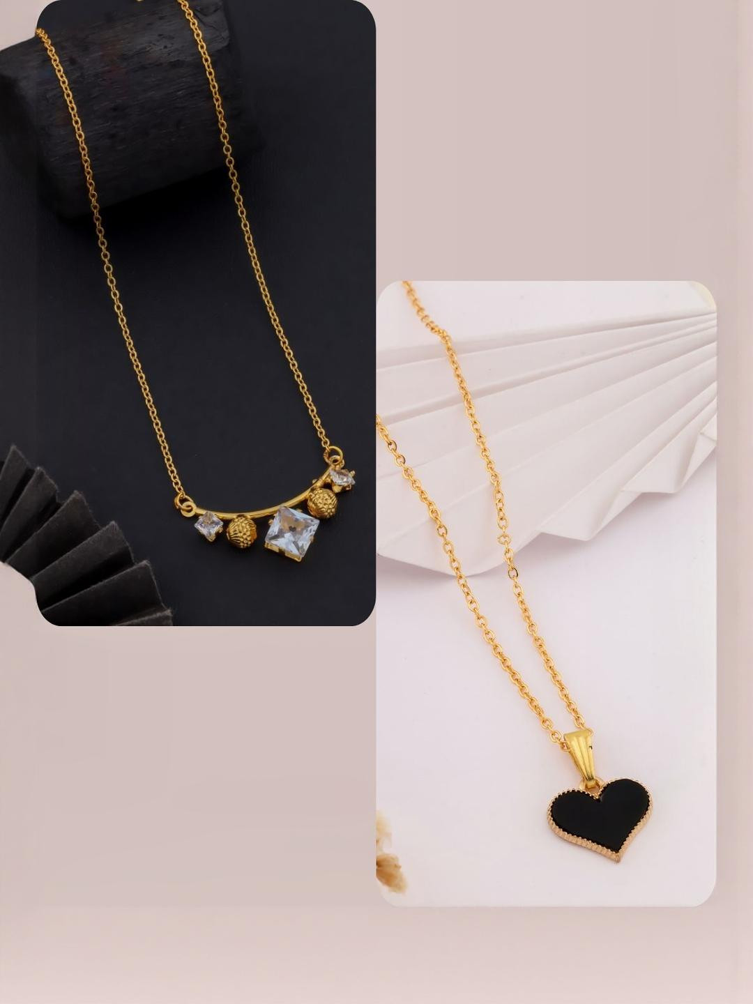 DressBerry Set of 2 Brass Gold-Plated new charms Necklace chain