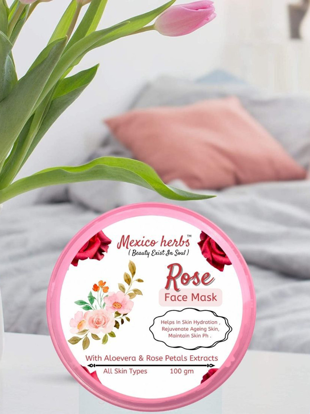 Mexico herbs Rose Face Mask With Aloe Vera - 100 g
