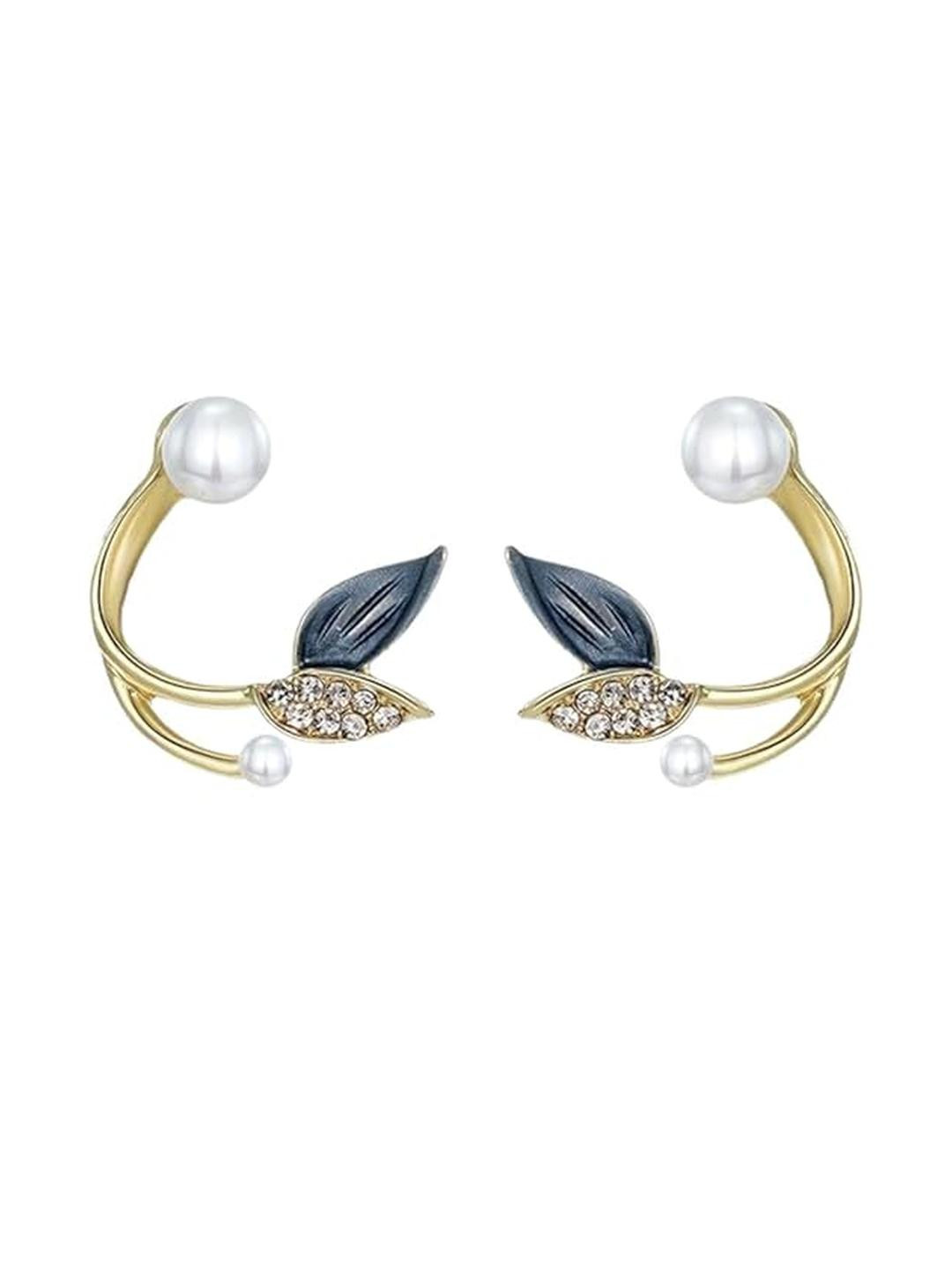 Inara Robes Gold Plated Leaf Shaped Stud Earrings