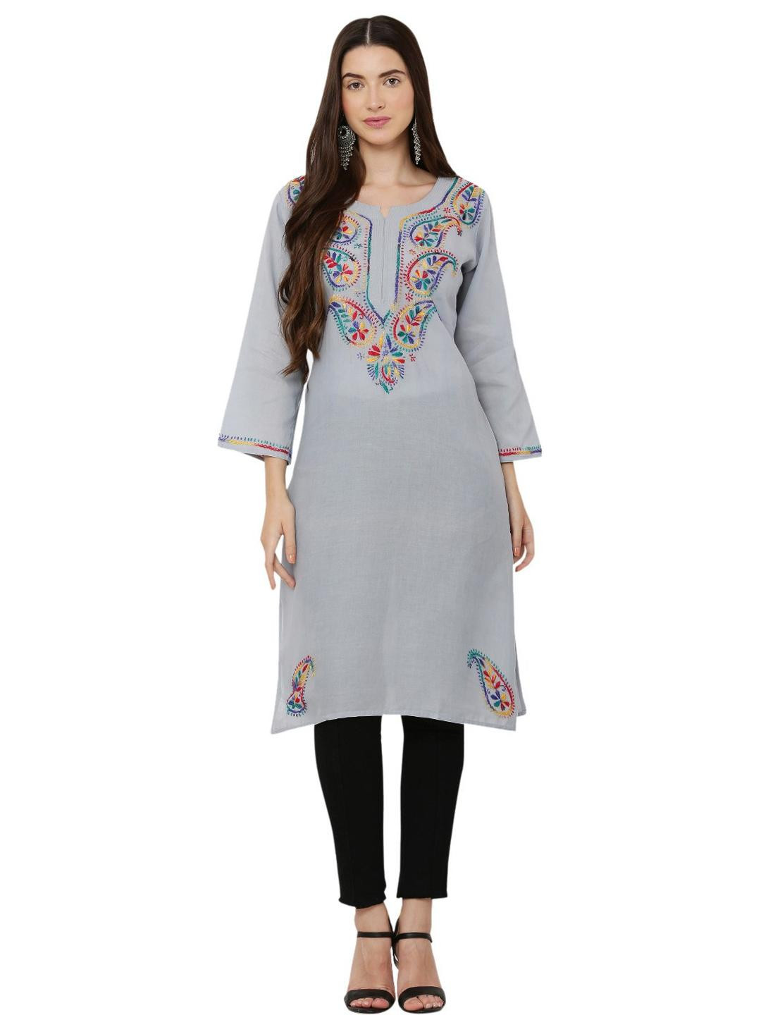 FIIZA Lucknowi Chikankari Embroidery Kurti