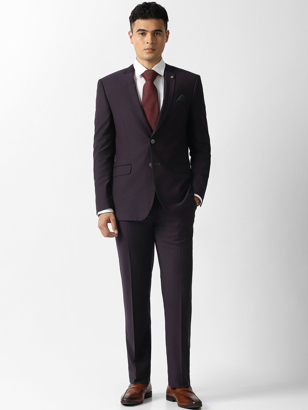 Van Heusen Slim-Fit Notched Lapel Single-Breasted Double Vent Two-Piece Suit