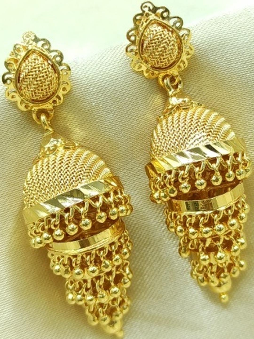 PRS GOLD COVERING Women Gold Plated Dome Shaped Jhumkas Earrings