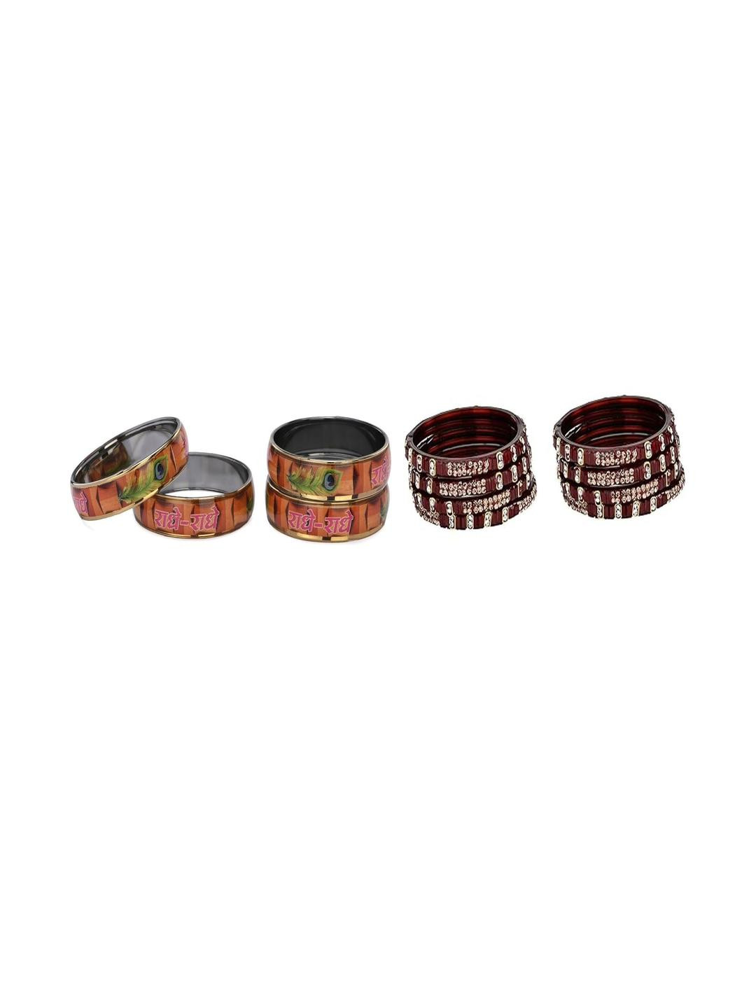 SOMIL Combo of 2 Maroon & Multi Colored Ethnic Bangles Set