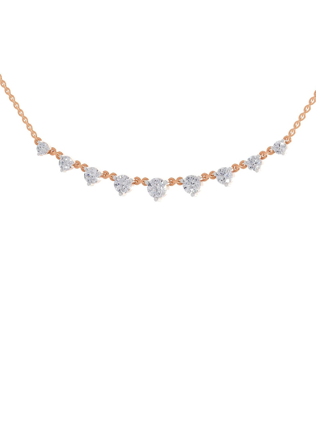 Sparkles 14K Rose Gold Lab Grown Diamond 2.97 Carat Round Shape Diamond Necklace